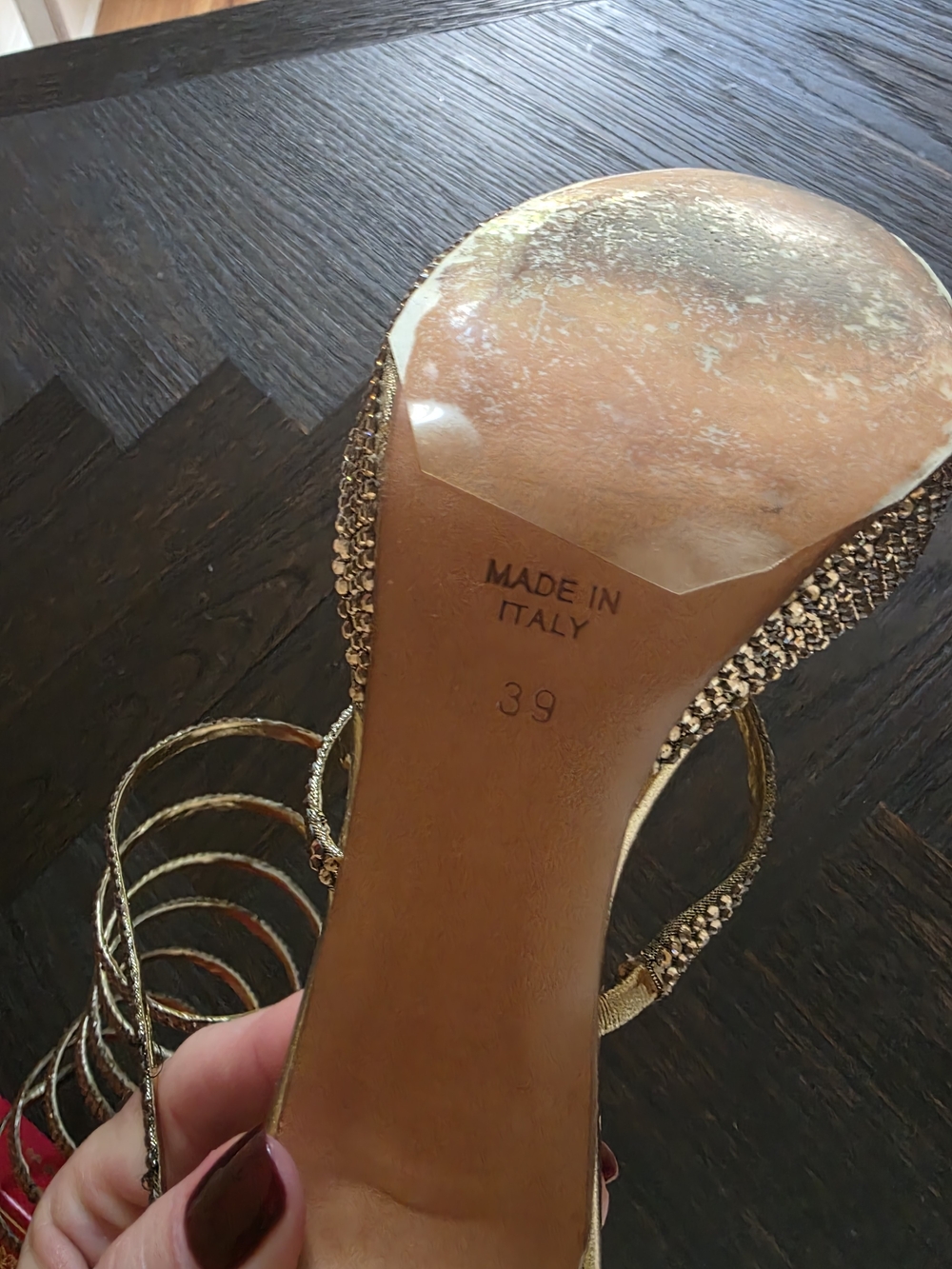 Rene Caovilla Gold Crystal Platform Gladiator Heels Vintage - Picture 5 of 5